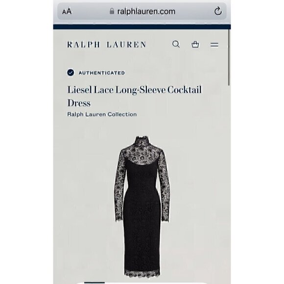 Ralph Lauren Purple Label Liesel Lace Long-Sleeve Cocktail Dress Sz 6 Black - Picture 11 of 11